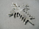 Intricate!! Vintage Zuni Native American Turquoise Sterling Silver Pendant-Nativo Arts