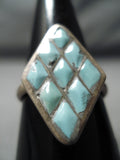 Intricate!! Vintage Zuni Native American Turquoise Sterling Silver Ring Old-Nativo Arts