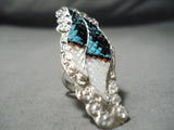 Intricate! Vintage Zuni Turquoise Sterling Silver Ring Native American-Nativo Arts