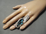 Intricate! Vintage Zuni Turquoise Sterling Silver Ring Native American-Nativo Arts