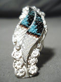 Intricate! Vintage Zuni Turquoise Sterling Silver Ring Native American-Nativo Arts