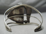 Intricate Work!! Vintage Native American Navajo Turquoise Sterling Silver Long Leaf Bracelet Old-Nativo Arts