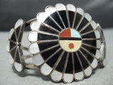 Intricate Work Vintage Native American Zuni Turquoise Sterling Silver Pearl Bracelet Old-Nativo Arts