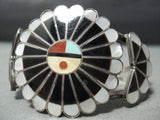 Intricate Work Vintage Native American Zuni Turquoise Sterling Silver Pearl Bracelet Old-Nativo Arts