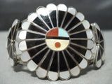 Intricate Work Vintage Native American Zuni Turquoise Sterling Silver Pearl Bracelet Old-Nativo Arts