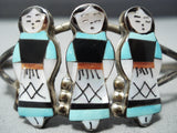 Intricate Work!! Vintage Native American Zuni Turquoise Sterling Silver Women Bracelet-Nativo Arts