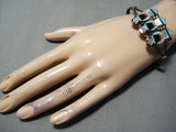 Intricate Work!! Vintage Native American Zuni Turquoise Sterling Silver Women Bracelet-Nativo Arts