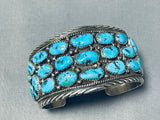 Jackie Singer Striking Vintage Native American Navajo Kingman Turquoise Sterling Silver Bracelet-Nativo Arts