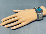 Jeffrey Jackson Vintage Native American Navajo Sleeping Beaut Turquoise Sterling Silver Bracelet-Nativo Arts
