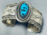 Jeffrey Jackson Vintage Native American Navajo Sleeping Beaut Turquoise Sterling Silver Bracelet-Nativo Arts