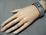 Jim Yazzie Vintage Native American Navajo Sleeping Beauty Turquoise Sterling Silver Bracelet Old-Nativo Arts