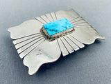 John Begay Vintage Native American Navajo Old Kingman Turquoise Sterling Silver Buckle-Nativo Arts