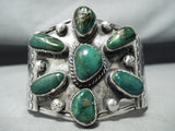 Johnny Delvin Vintage Native American Navajo Damale Turquoise Sterling Silver Bracelet Old-Nativo Arts
