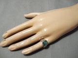 Johnson Family Vintage Native American Navajo Sterling Silver Green Turquoise Inlay Ring-Nativo Arts
