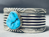 Jonny Nez Vintage Native American Navajo Turquoise Sterling Silver Heavy Bracelet-Nativo Arts