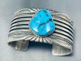 Jonny Nez Vintage Native American Navajo Turquoise Sterling Silver Heavy Bracelet-Nativo Arts