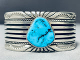 Jonny Nez Vintage Native American Navajo Turquoise Sterling Silver Heavy Bracelet-Nativo Arts