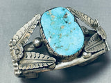 Jose Rojas Vintage Native American Navajo Natural Turquoise Sterling Silver Leaf Bracelet-Nativo Arts