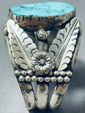 Jose Rojas Vintage Native American Navajo Natural Turquoise Sterling Silver Leaf Bracelet-Nativo Arts