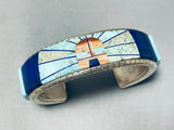 Kachina Sun Native American Navajo Turquoise Sterling Silver Lapis Bracelet-Nativo Arts