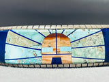 Kachina Sun Native American Navajo Turquoise Sterling Silver Lapis Bracelet-Nativo Arts