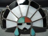 Lalayice Vintage Native American Zuni Turquoise Coral Sterling Silver Bracelet-Nativo Arts