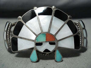 Lalayice Vintage Native American Zuni Turquoise Coral Sterling Silver Bracelet-Nativo Arts