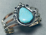 Large Teardrop Vintage Native American Navajo #8 Turquoise Sterling Silver Bracelet-Nativo Arts