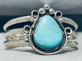 Large Teardrop Vintage Native American Navajo #8 Turquoise Sterling Silver Bracelet-Nativo Arts