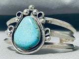 Large Teardrop Vintage Native American Navajo #8 Turquoise Sterling Silver Bracelet-Nativo Arts