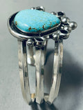 Large Teardrop Vintage Native American Navajo #8 Turquoise Sterling Silver Bracelet-Nativo Arts