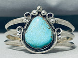 Large Teardrop Vintage Native American Navajo #8 Turquoise Sterling Silver Bracelet-Nativo Arts