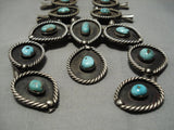 Largest Vintage Native American Navajo Turquoise Sterling Silver Squash Blossom Necklace Old-Nativo Arts