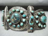 Late 1800's/ Early 1900's Vintage Native American Navajo Turquoise Silver Bracelet-Nativo Arts