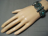 Late 1800's/ Early 1900's Vintage Native American Navajo Turquoise Silver Bracelet-Nativo Arts