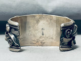 Lester Shabie Vintage Native American Navajo Blue Gem Turquoise Sterling Silver Bracelet-Nativo Arts