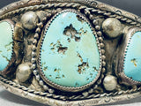 Light Blue Ocean Water Turquoise Vintage Native American Navajo Sterling Silver Bracelet-Nativo Arts