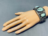 Light Blue Ocean Water Turquoise Vintage Native American Navajo Sterling Silver Bracelet-Nativo Arts