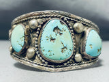 Light Blue Ocean Water Turquoise Vintage Native American Navajo Sterling Silver Bracelet-Nativo Arts