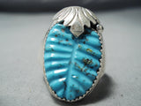 Lita Tsate Zuni Blue Gem Turquoise Sterling Silver Ring Native American-Nativo Arts
