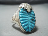 Lita Tsate Zuni Blue Gem Turquoise Sterling Silver Ring Native American-Nativo Arts