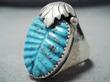 Lita Tsate Zuni Blue Gem Turquoise Sterling Silver Ring Native American-Nativo Arts