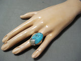 Lita Tsate Zuni Blue Gem Turquoise Sterling Silver Ring Native American-Nativo Arts