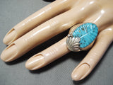 Lita Tsate Zuni Blue Gem Turquoise Sterling Silver Ring Native American-Nativo Arts