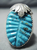 Lita Tsate Zuni Blue Gem Turquoise Sterling Silver Ring Native American-Nativo Arts