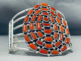 Magnificent Native American Navajo Coral Sterling Silver Bracelet Signed Marlene Haley-Nativo Arts