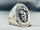 Magnificent Native American Navajo Sterling Silver Kokopelli Ring Signed-Nativo Arts