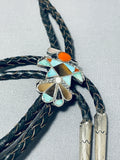 Magnificent Viintage Native American Zuni Turquoise Sterling Silver Thunderbird Bolo Tie-Nativo Arts