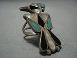 Magnificent Vintage Native American Jewelry Zuni Turquoise Sterling Silver Ring Old-Nativo Arts