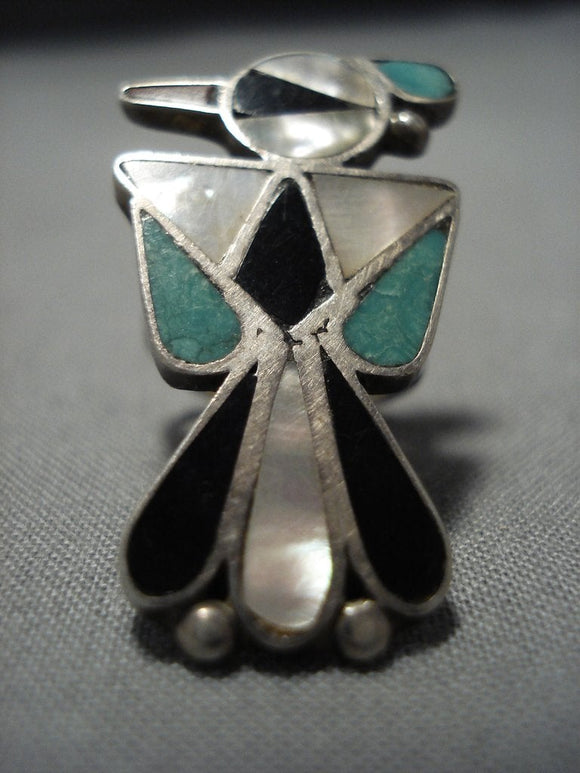 Magnificent Vintage Native American Jewelry Zuni Turquoise Sterling Silver Ring Old-Nativo Arts